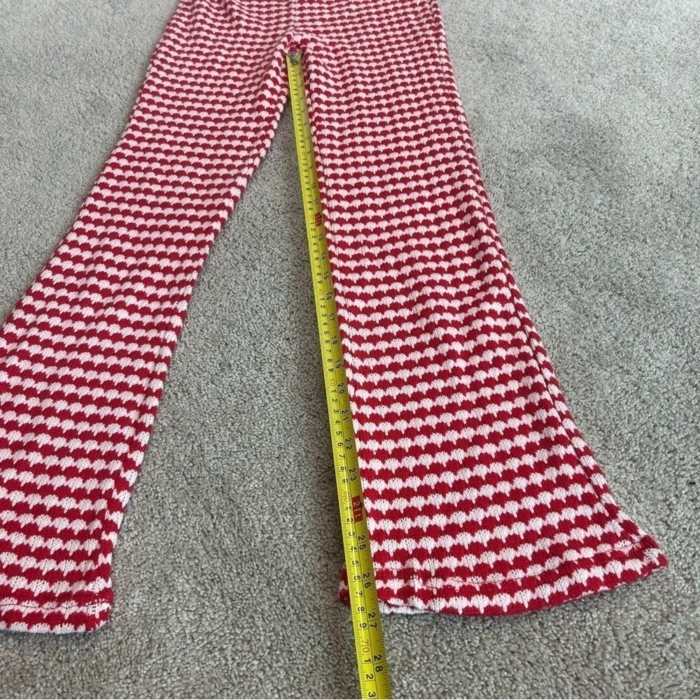 Zara red white knit high waisted flare stretchy pull on pants 70’s hippie retro - Picture 10 of 12